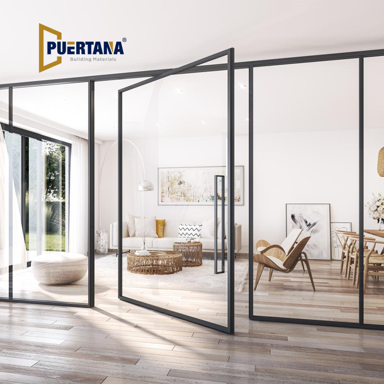 Interior Aluminum Pivot Door Glass Partition Walls Room Dividers ...